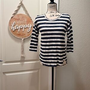 No Bo Navy and White Striped Women's Top